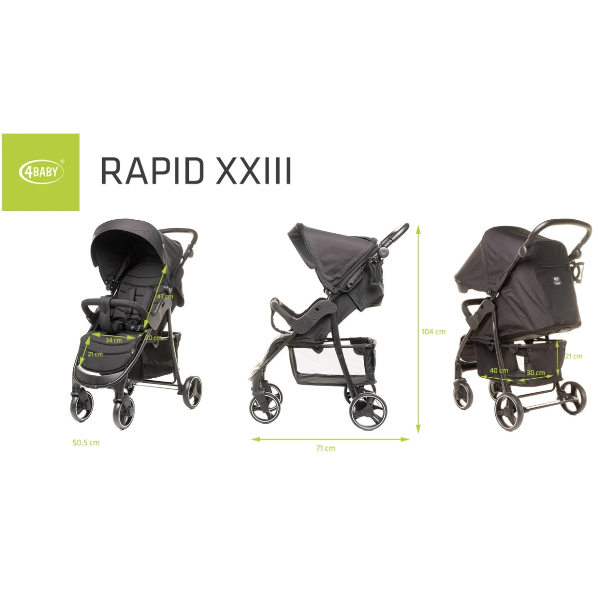 4Baby Rapid XXIII Black Wandelwagen 14 4Baby Rapid XXIII Black Wandelwagen - Afbeelding 12