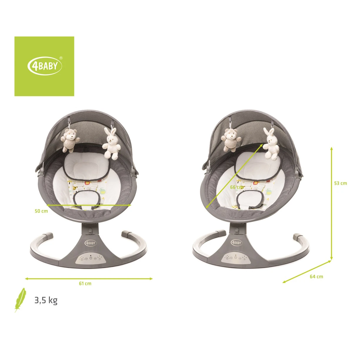 4Baby Rock 'n Relax XXIII Grey Swing Babyschommel 16 4Baby Rock 'n Relax XXIII Grey Swing Babyschommel - Afbeelding 14
