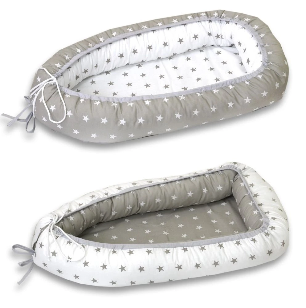 MamaLoes Amy Wit Met Grijze Sterren Omkeerbaar Babynest 67042 4 MamaLoes Amy Wit Met Grijze Sterren Omkeerbaar Babynest 67042 - Afbeelding 2
