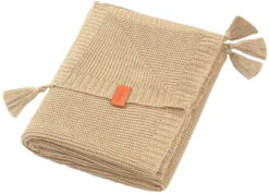 Baby Ono Bamboo Beige 75 X 100 Cm Gebreid Wiegdeken Met Kwastjes 546/02