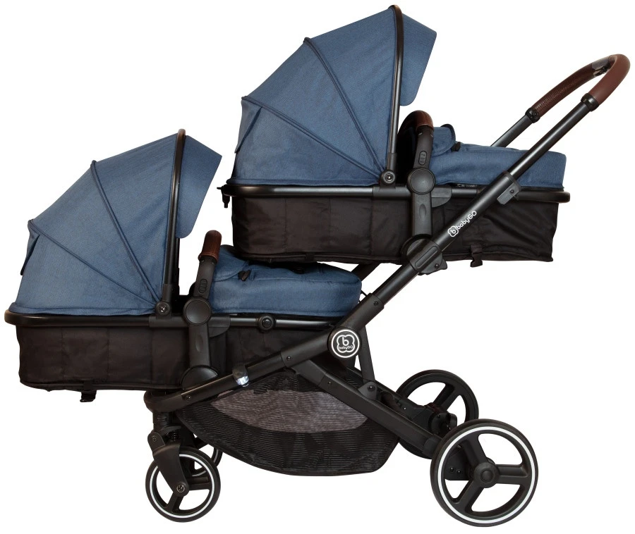 Babygo Twinner Blue Tandem Duowagen Incl. 2 Autostoelen 3 Babygo Twinner Blue Tandem Duowagen Incl. 2 Autostoelen