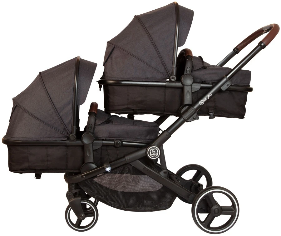 Babygo Twinner Grey Tandem Duowagen Incl. 2 Autostoelen 3 Babygo Twinner Grey Tandem Duowagen Incl. 2 Autostoelen
