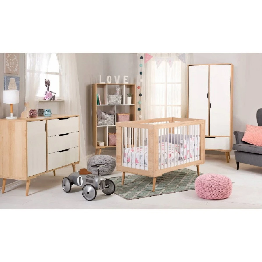 Babykamer Marloes Naturel: Ledikant, Commode & 2-Deurskast 3 Babykamer Marloes Naturel: Ledikant, Commode & 2-Deurskast