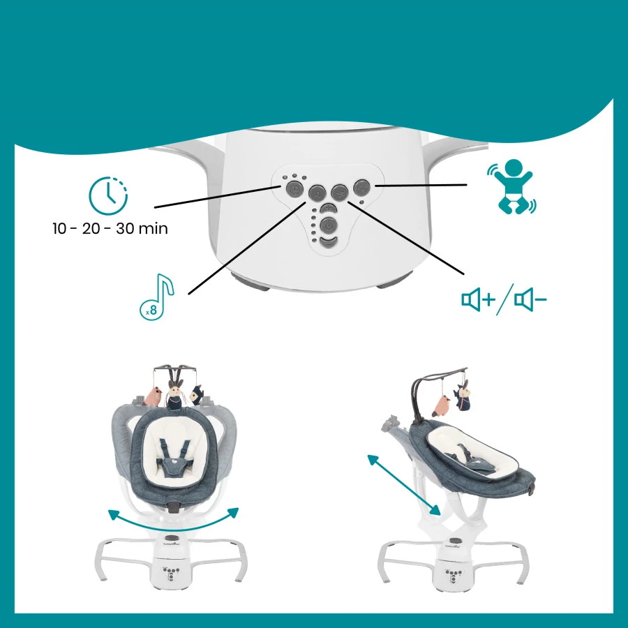 Babymoov Swoon Motion Blue Petal Babyschommel A055019 4 Babymoov Swoon Motion Blue Petal Babyschommel A055019 - Afbeelding 2
