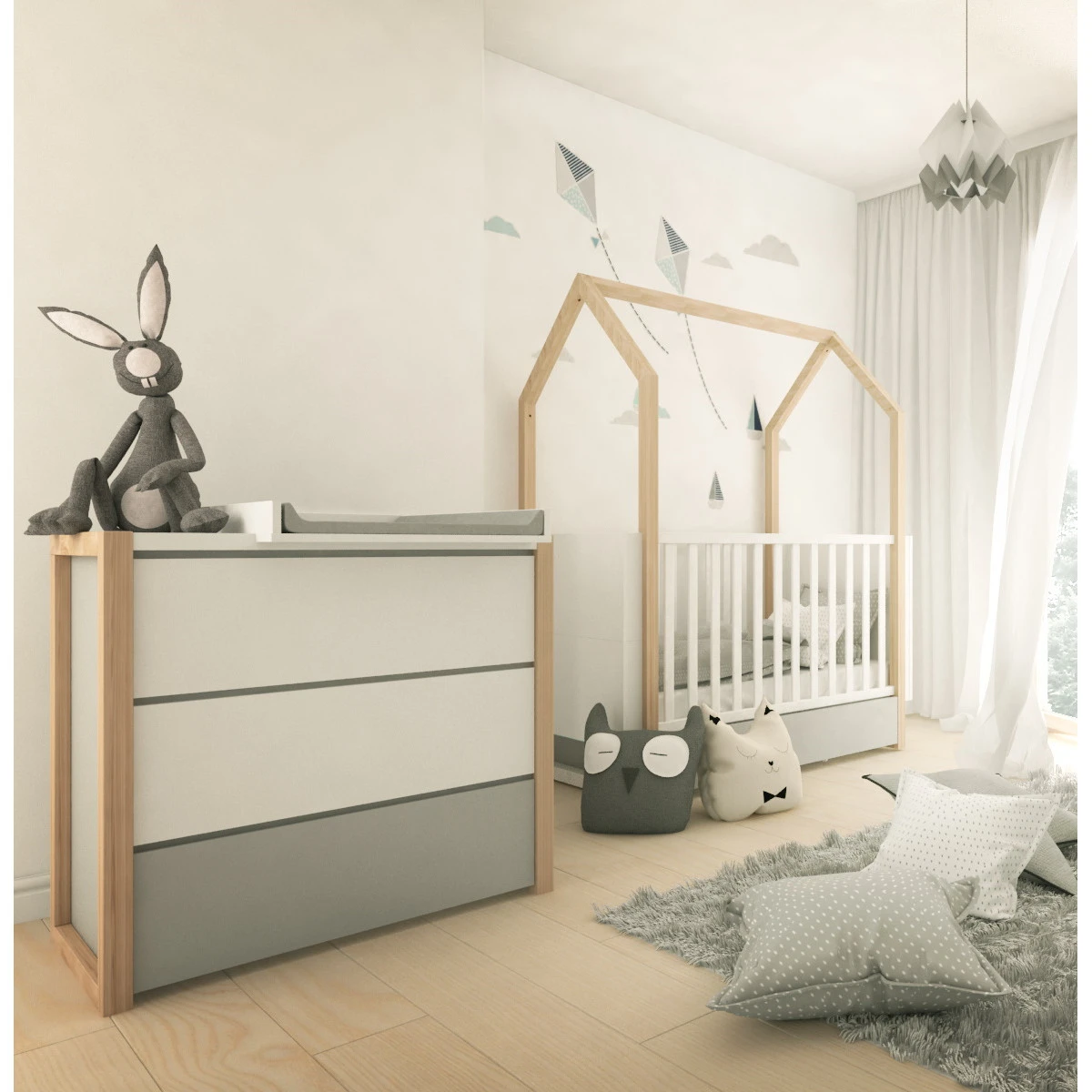 Bellamy Pinette Babykamer: Ledikant/Juniorbed En Commode 3 Bellamy Pinette Babykamer: Ledikant/Juniorbed En Commode