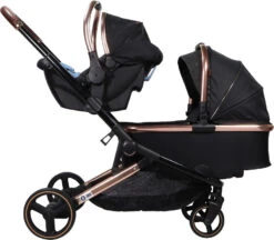 Ding Amigo Black/Rose Tweeling Kinderwagen Incl. 2 Autostoelen DI-191711 -Babyproducten Winkel ding amigo black rose tweeling kinderwagen incl. 2 autostoelen di 191711 2
