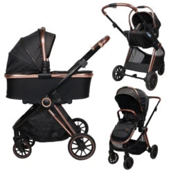 Ding Fenix Black/Rose 3-in-1 Combi Kinderwagen Incl. Autostoel