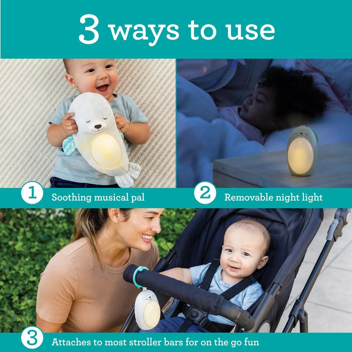 Infantino 3-in-1 Sounds & Lights Soothing Zeehond Nachtlampje BK-302032 4 Infantino 3-in-1 Sounds & Lights Soothing Zeehond Nachtlampje BK-302032 - Afbeelding 2