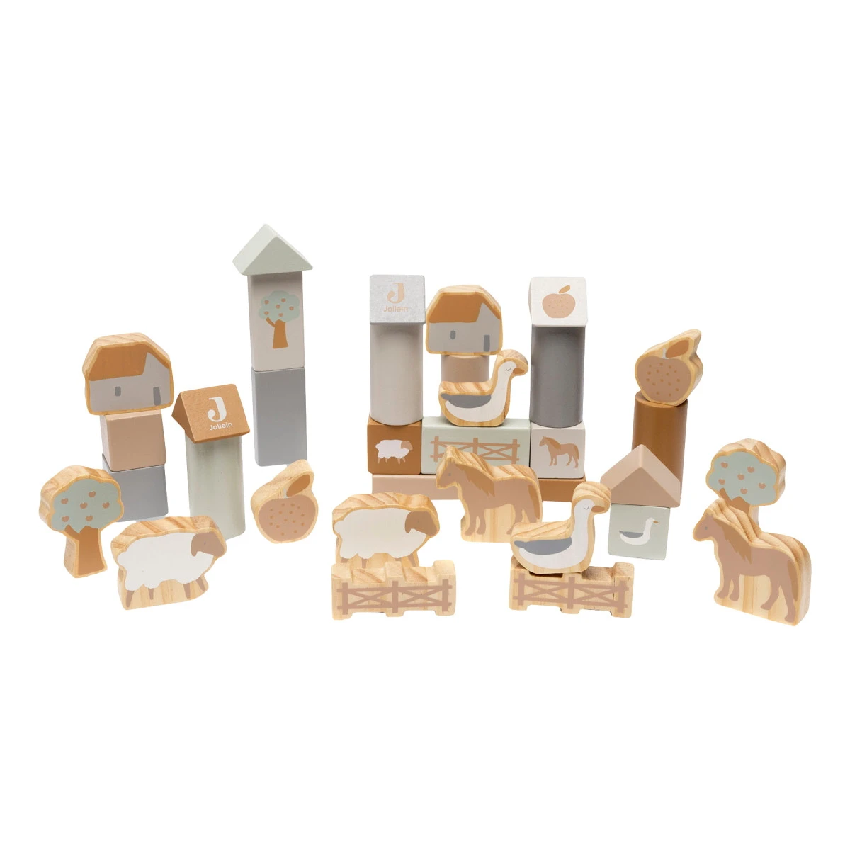 Jollein Farm Houten Blokkenset 712-603-67021 3 Jollein Farm Houten Blokkenset 712-603-67021