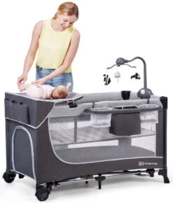 Kinderkraft Leody Grey Campingbed Met Accessoires KCLEOD00GRY00AC -Babyproducten Winkel kinderkraft leody campingbed met accessoires 1 1920x1920