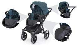 Kunert Talisman Black Flowers 2-in-1 Kinderwagen TA-01-BLACK -Babyproducten Winkel kunert talisman black green 2 in 1 kinderwagen ta 04 black 17
