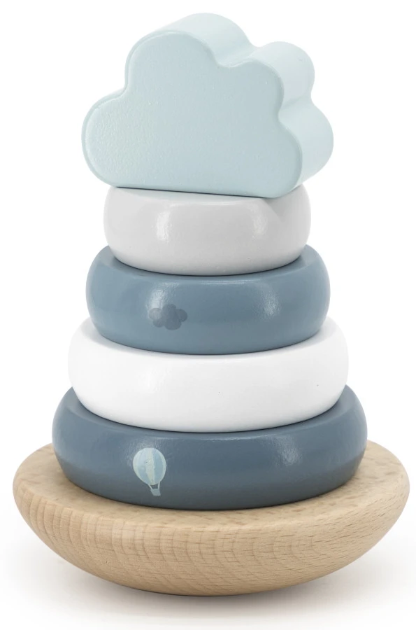 Label Label Blauw Houten Tuimelring Piramide LLWT-25255 3 Label Label Blauw Houten Tuimelring Piramide LLWT-25255