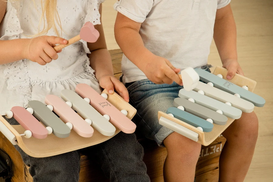 Label Label Roze Houten Xylofoon LLWT-25460 4 Label Label Roze Houten Xylofoon LLWT-25460 - Afbeelding 2