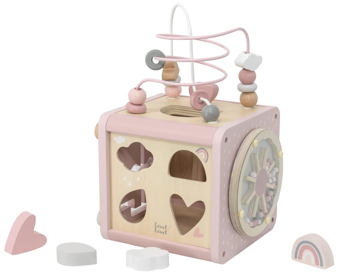 Label Label Roze Houten Activiteitenkubus LLWT-34314 3 Label Label Roze Houten Activiteitenkubus LLWT-34314