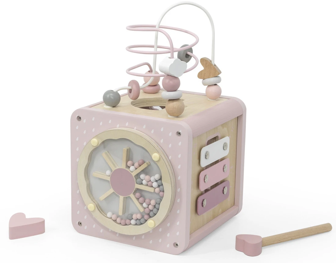 Label Label Roze Houten Activiteitenkubus LLWT-34314 4 Label Label Roze Houten Activiteitenkubus LLWT-34314 - Afbeelding 2