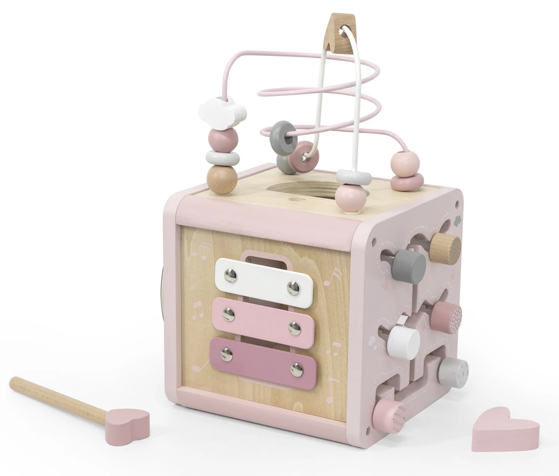 Label Label Roze Houten Activiteitenkubus LLWT-34314 5 Label Label Roze Houten Activiteitenkubus LLWT-34314 - Afbeelding 3