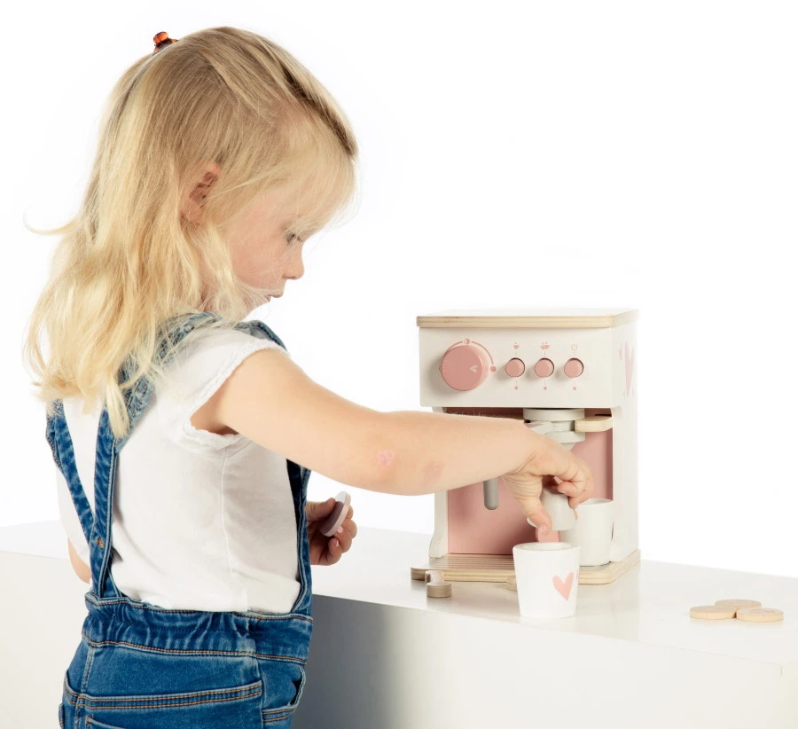 Label Label Roze Houten Espresso Machine LLWT-24883 4 Label Label Roze Houten Espresso Machine LLWT-24883 - Afbeelding 2