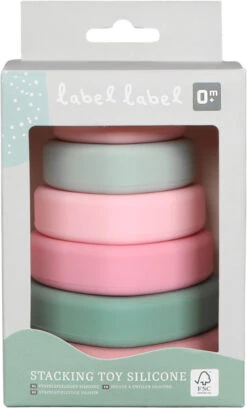 Label Label Roze Silicone Stapeltoren LLST-15355 -Babyproducten Winkel label label roze silicone stapeltoren llst 15355 3 1