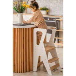 Luna Toys Wit Houten Leertoren Keukenhulp LU-00552 -Babyproducten Winkel luna toys wit houten leertoren keukenhulp 1