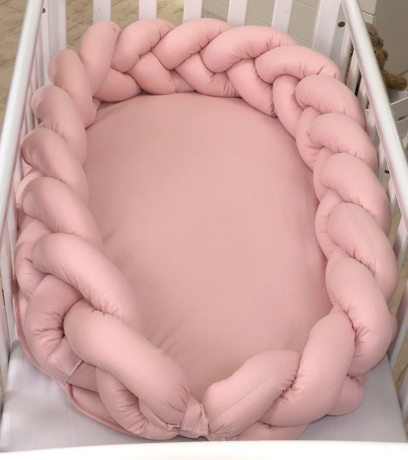 MamaLoes Amy Pure Roze 2-in-1 Babynest En Braided Bedbumper 80662 4 MamaLoes Amy Pure Roze 2-in-1 Babynest En Braided Bedbumper 80662 - Afbeelding 2