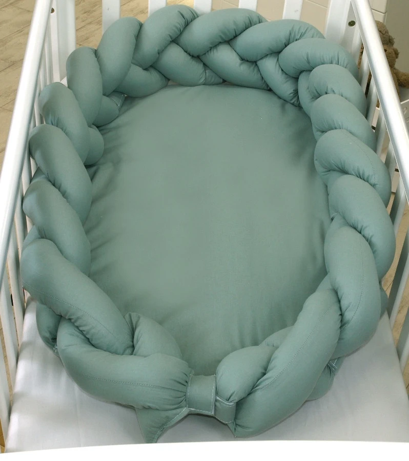 MamaLoes Amy Pure Stonegreen 2-in-1 Babynest En Braided Bedbumper 80663 4 MamaLoes Amy Pure Stonegreen 2-in-1 Babynest En Braided Bedbumper 80663 - Afbeelding 2