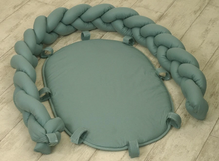 MamaLoes Amy Pure Stonegreen 2-in-1 Babynest En Braided Bedbumper 80663 6 MamaLoes Amy Pure Stonegreen 2-in-1 Babynest En Braided Bedbumper 80663 - Afbeelding 4