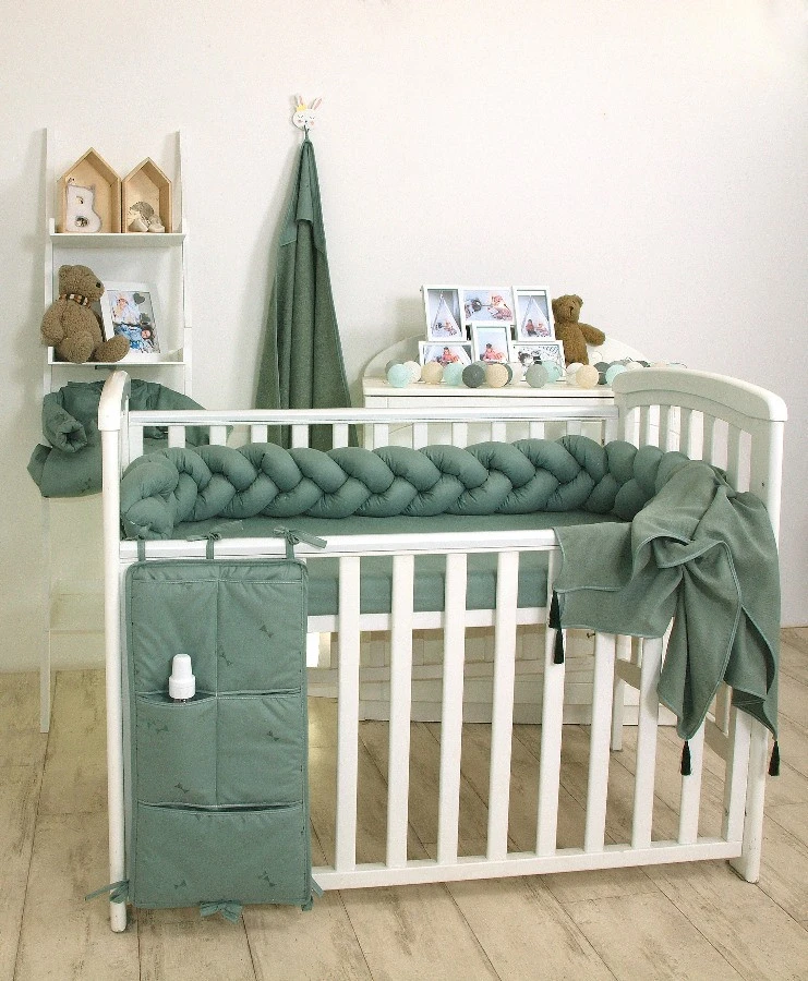 MamaLoes Amy Pure Stonegreen 2-in-1 Babynest En Braided Bedbumper 80663 11 MamaLoes Amy Pure Stonegreen 2-in-1 Babynest En Braided Bedbumper 80663 - Afbeelding 9