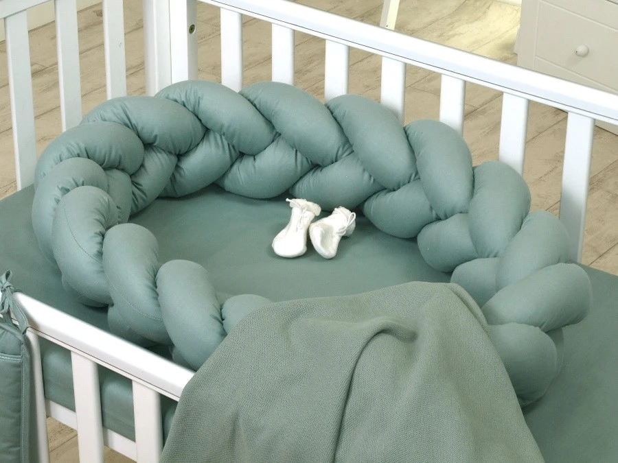 MamaLoes Amy Pure Stonegreen 2-in-1 Babynest En Braided Bedbumper 80663 9 MamaLoes Amy Pure Stonegreen 2-in-1 Babynest En Braided Bedbumper 80663 - Afbeelding 7