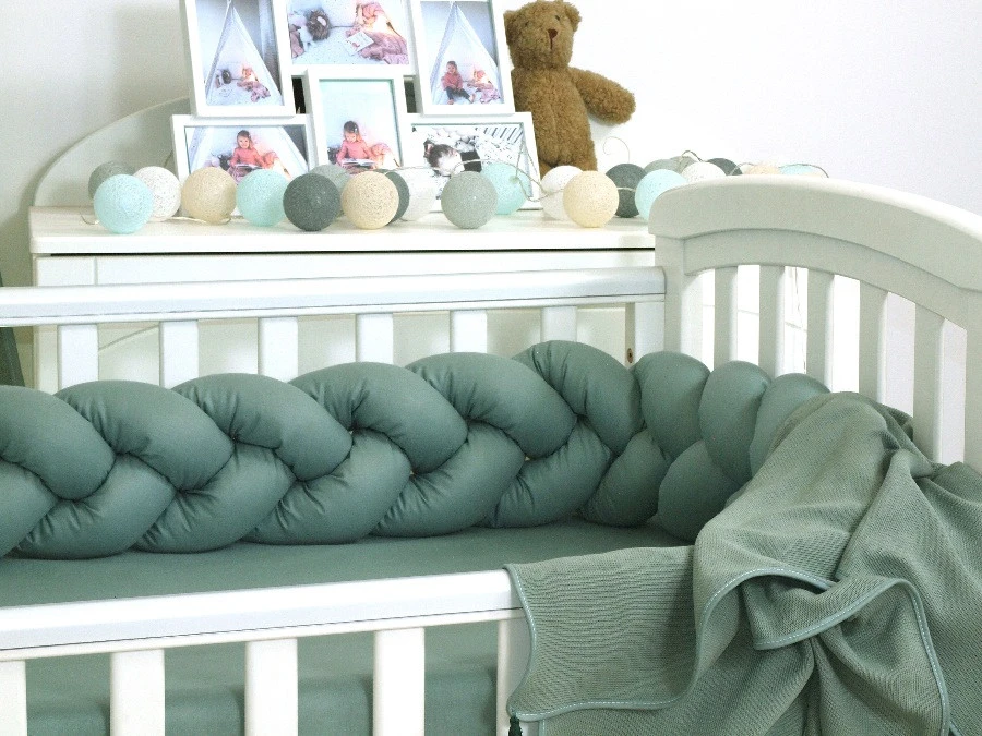 MamaLoes Amy Pure Stonegreen 2-in-1 Babynest En Braided Bedbumper 80663 8 MamaLoes Amy Pure Stonegreen 2-in-1 Babynest En Braided Bedbumper 80663 - Afbeelding 6