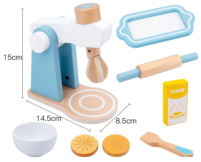 Eco Toys Blauw Houten Mixer HC493383 4 Eco Toys Blauw Houten Mixer HC493383 - Afbeelding 2