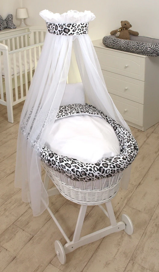 MamaLoes Panter Grijs Deluxe Wit Baby Wiegje 80749 4 MamaLoes Panter Grijs Deluxe Wit Baby Wiegje 80749 - Afbeelding 2