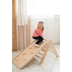 Luna Toys Naturel Houten Klimrek Met Glijbaan LU-36950 -Babyproducten Winkel natural 3