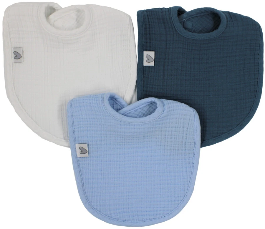 Petit Villain Hydrofiel Lichtblauw/Ecru/Marineblauw 3 Stuks Slabber 3 Petit Villain Hydrofiel Lichtblauw/Ecru/Marineblauw 3 Stuks Slabber