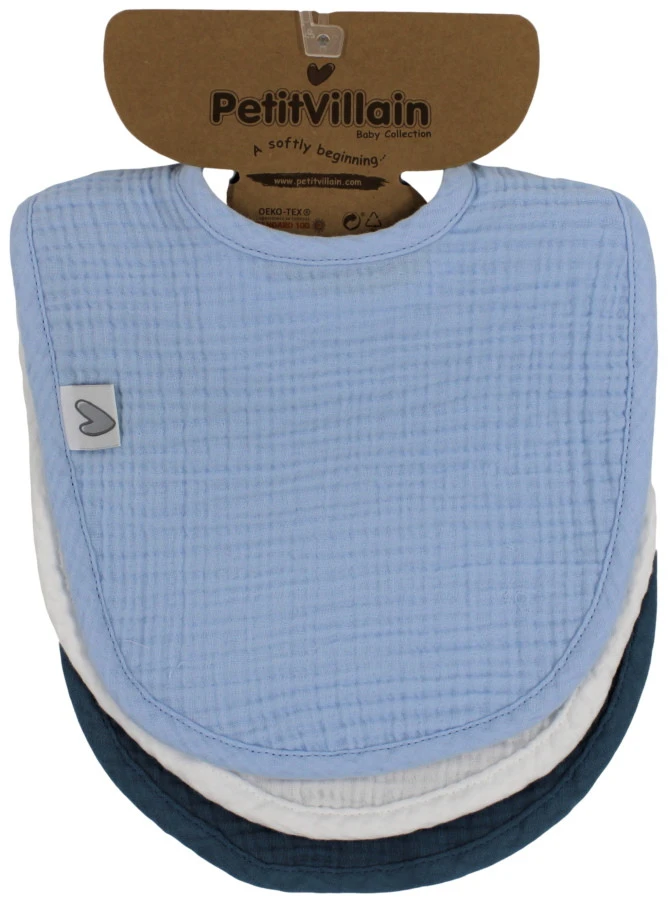 Petit Villain Hydrofiel Lichtblauw/Ecru/Marineblauw 3 Stuks Slabber 4 Petit Villain Hydrofiel Lichtblauw/Ecru/Marineblauw 3 Stuks Slabber - Afbeelding 2