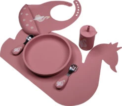 Tryco Dusty Rose Siliconen Bord TR-392818 -Babyproducten Winkel swan dusty rose silicone collection 02 3
