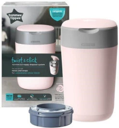 Tommee Tippee Twist & Click Gentle Pink Luieremmer 85100202 (eco) -Babyproducten Winkel tommee tippee twist click gentle pink luieremmer 85101301 2 1