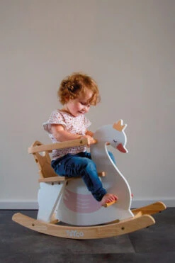 Tryco Zwaan Houten Hobbeldier TR-353011 -Babyproducten Winkel tr 353011 tryco wooden rocking animals swan 02