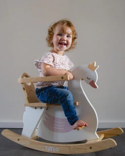 Tryco Zwaan Houten Hobbeldier TR-353011 -Babyproducten Winkel tr 353011 tryco wooden rocking animals swan 03